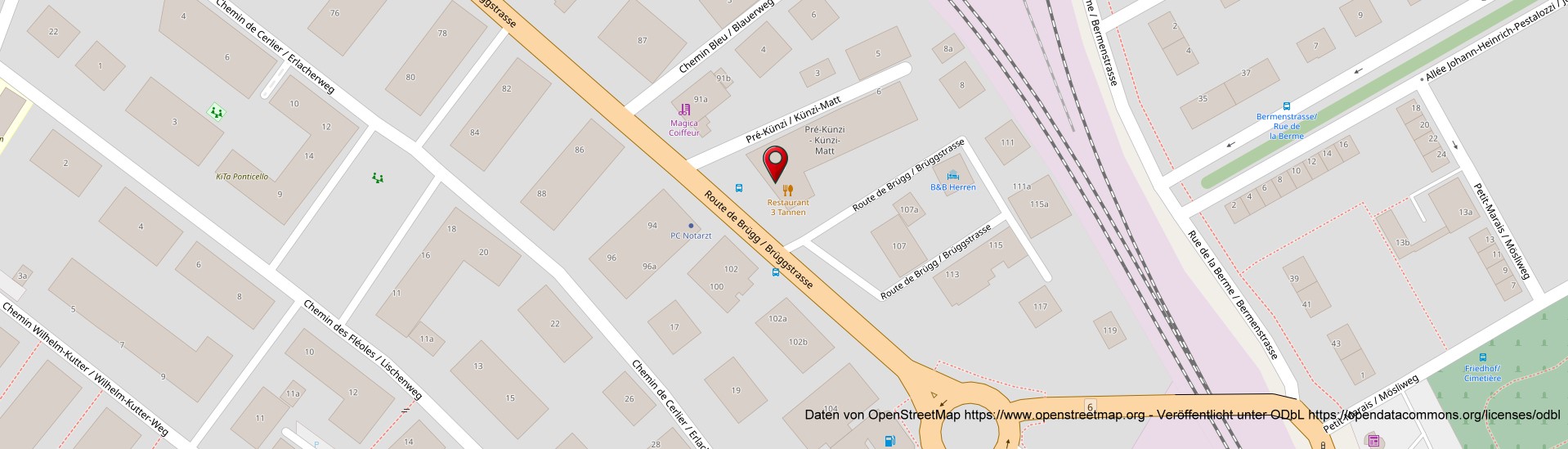 Openstreetmap - Pizzeria 3 Tannen Biel Bienne